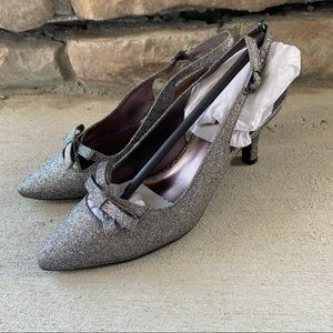 Karen Scott || pewter Georgette glittery heels